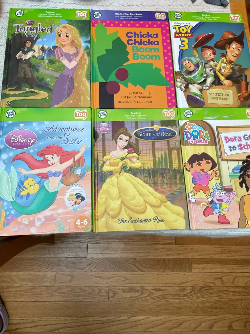 6 LeapFrog Tag Reading System Hardcover Book Lot Disney  Tangled Toy Story 3